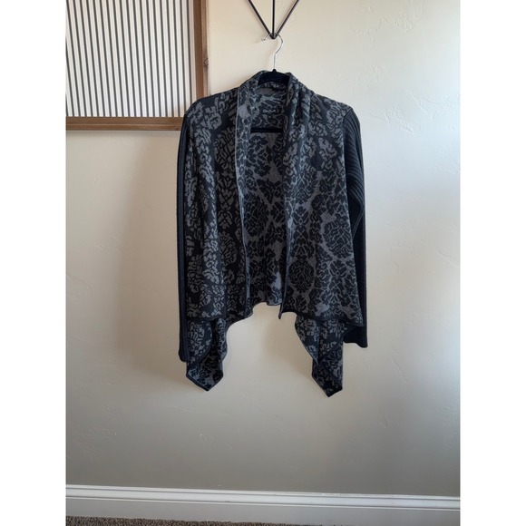 Silvia Novelli Noba Sweaters - Silvia Novelli Noba Grey Black Damask Merino Wool Blend Cardigan Made in Italy M